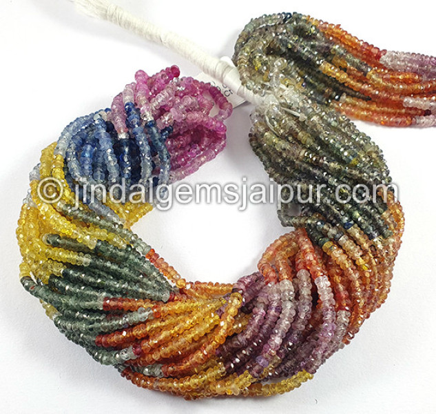 Multi Sapphire Faceted Roundelle Shape Beads