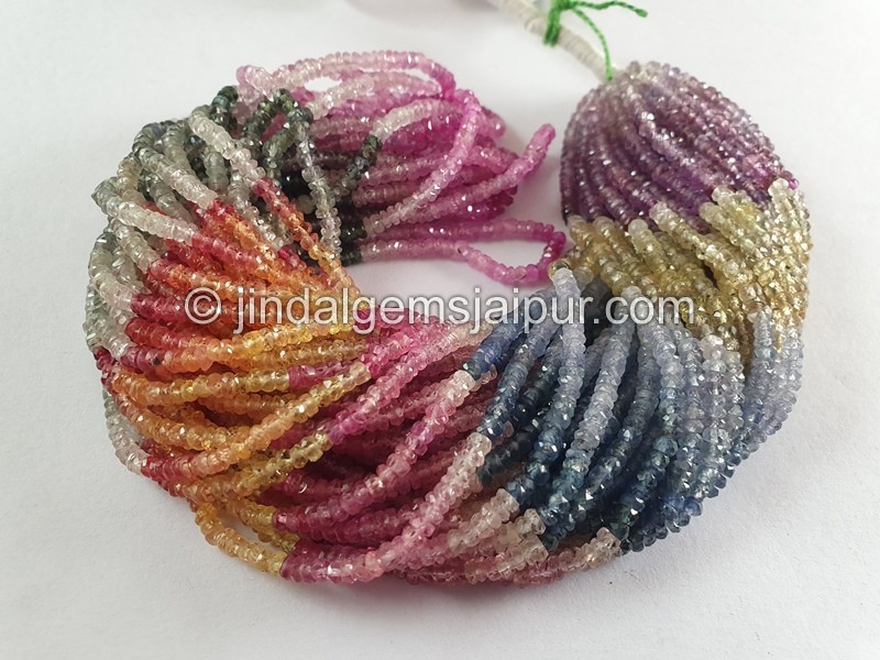 Multi Sapphire Faceted Roundelle Beads