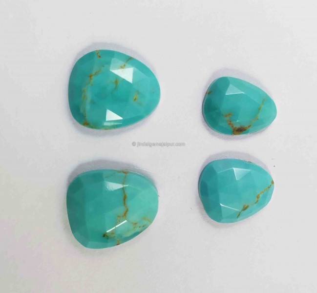 Golden Spiderweb Turquoise Rose Cut Slices