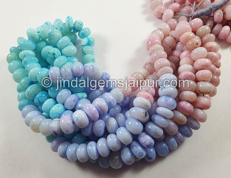 Multi Opal Dyed Smooth Roundelle Shape Beads