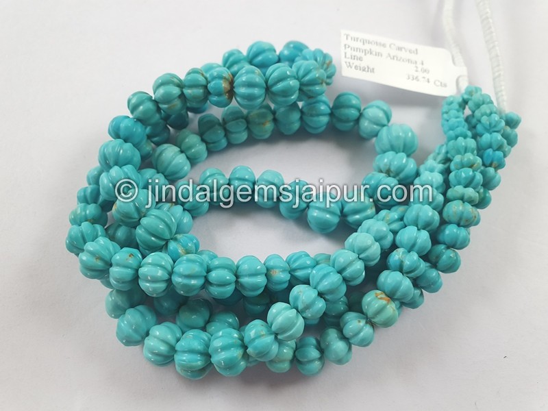 Turquoise Carved Pumpkin Shape Beads