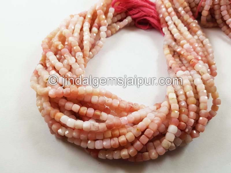 Pink opal shaded micro cut cube beads