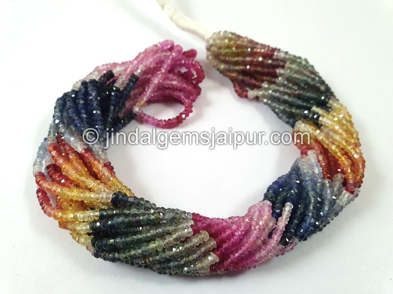 Multi Sapphire Faceted Roundelle Beads