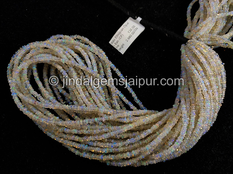 White Ethiopian Opal Smooth Roundelle Shape Beads