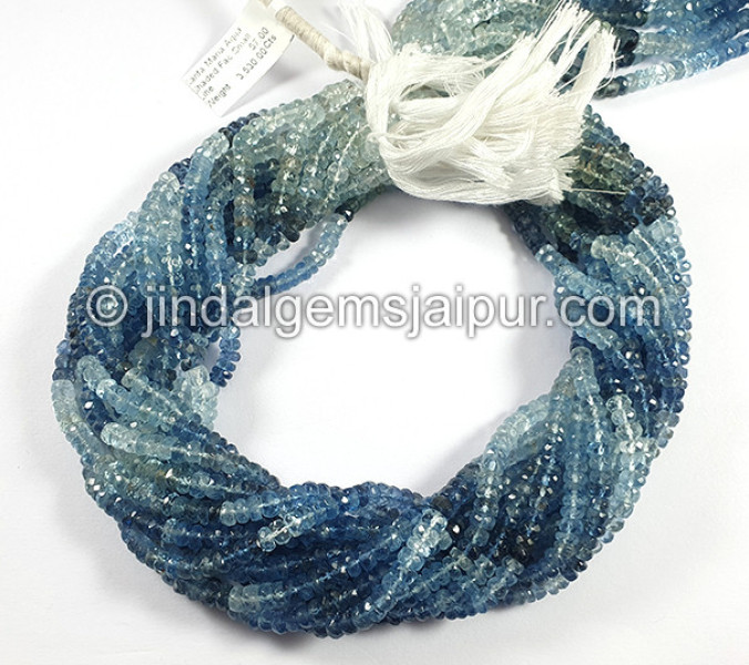 Santa Maria Aquamarine Shaded Faceted Roundelle Shape Small Beads