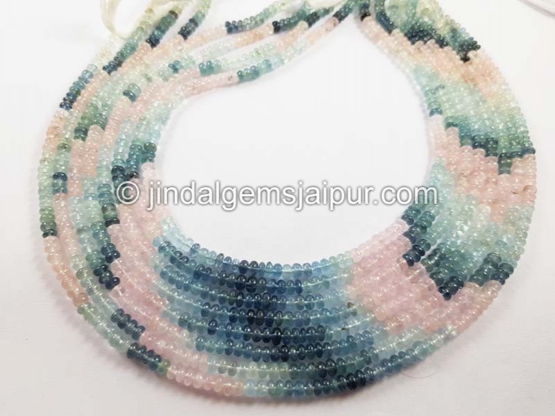 Multi Milky Aquamarine Smooth Roundelle Beads