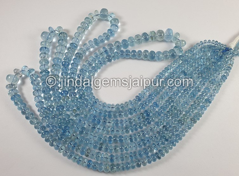 Aquamarine Smooth Roundelle Shape Beads