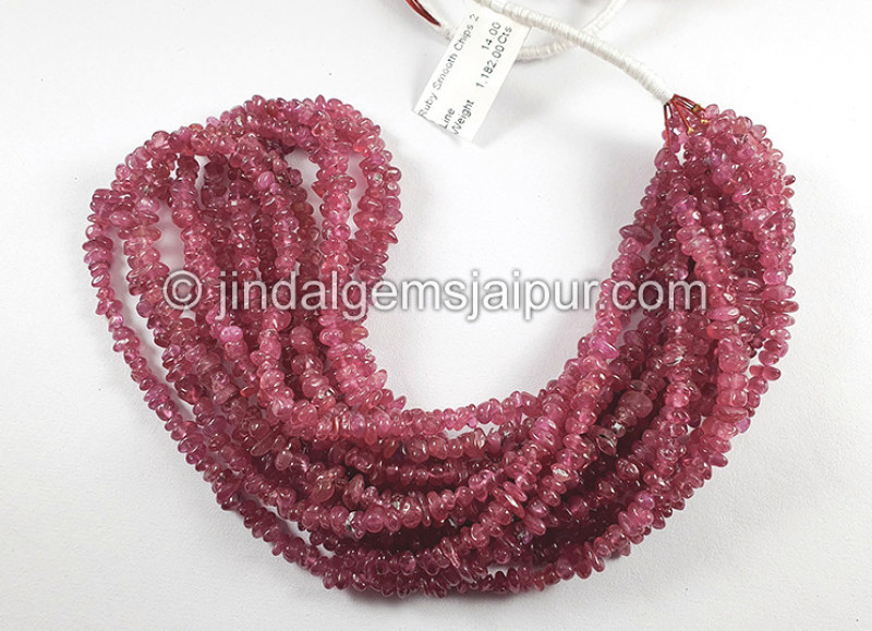 Ruby Smooth Chips Beads