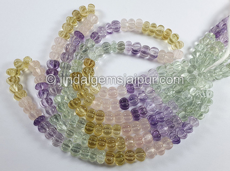 Multi Stone Carved Pumpkin Shape Beads