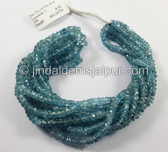 Blue Zircon Faceted Roundelle Shape Beads