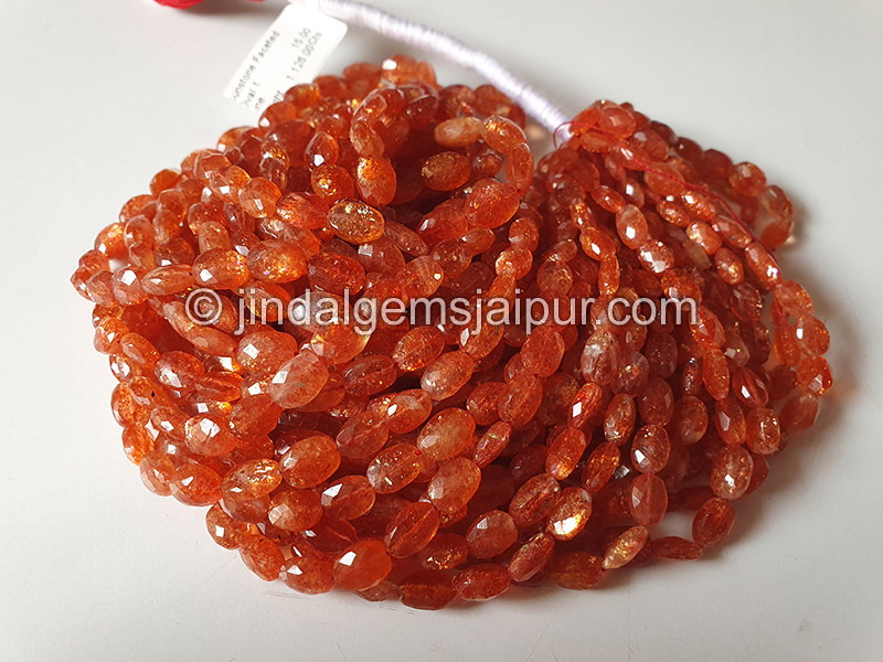 Sunstone Faceted Oval Shape Beads