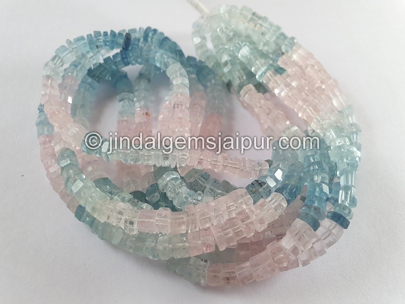 Multi Aquamarine Step Cut Bolt Beads