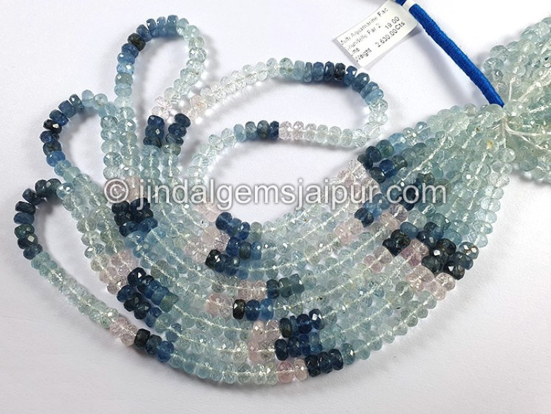 Multi Aquamarine Faceted Roundelle Shape Big Beads