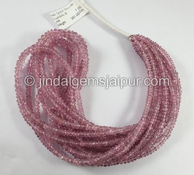 Pink Spinel Smooth Roundelle Shape Beads
