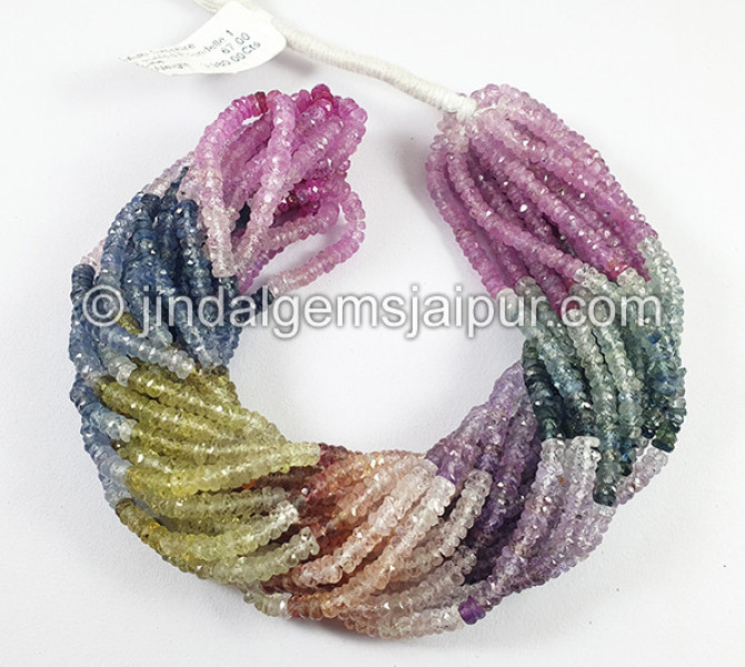 Multi Sapphire Faceted Roundelle Shape Beads