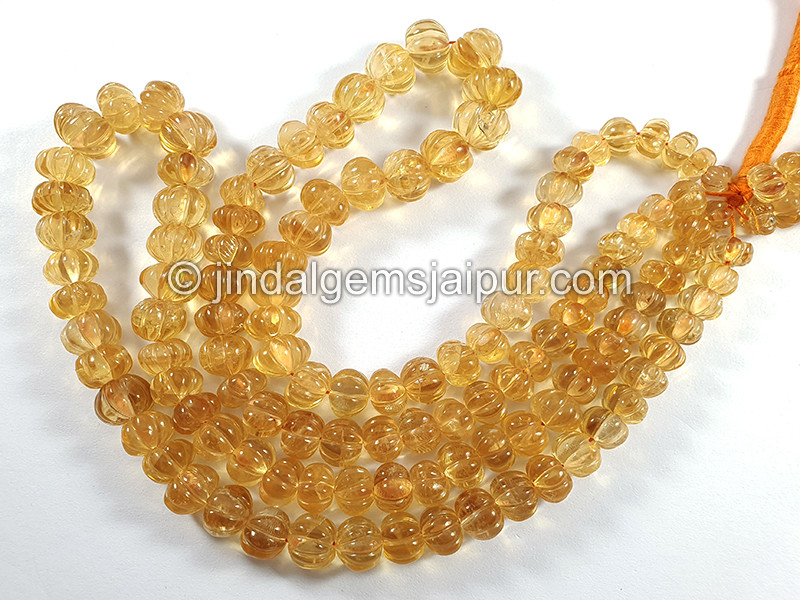 Citrine Carved Pumpkin Shape Light Beads