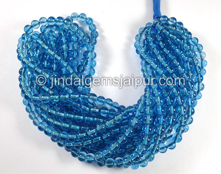 Swiss Blue Topaz Smooth Round Ball Shape Beads