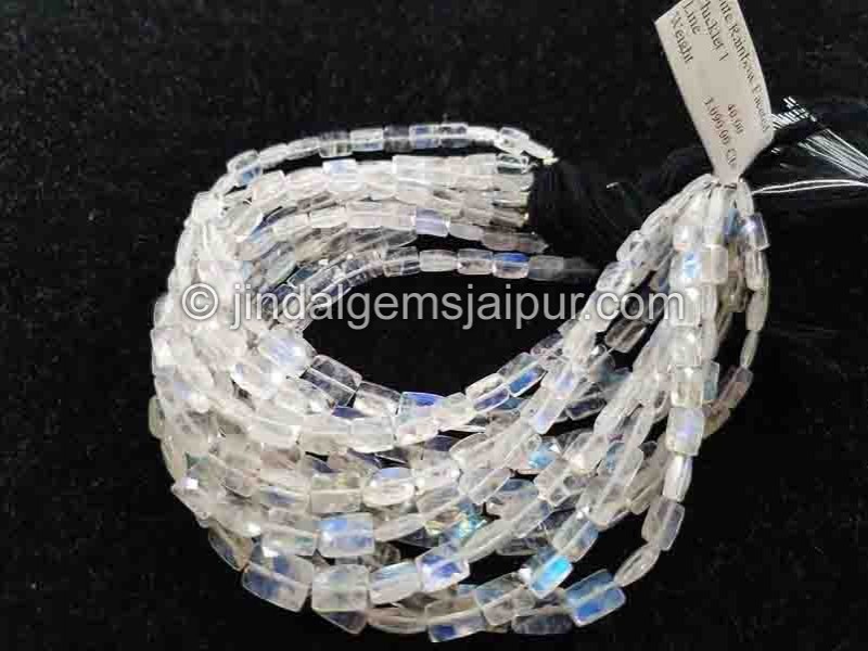 Rainbow Moonstone Faceted Chicklet Shape Beads
