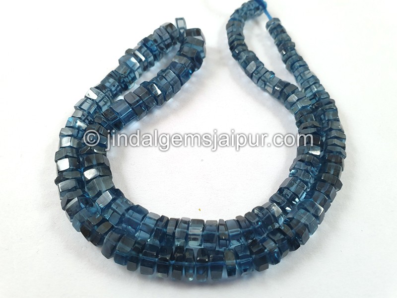 London Blue Topaz Step Cut Roundelle Beads