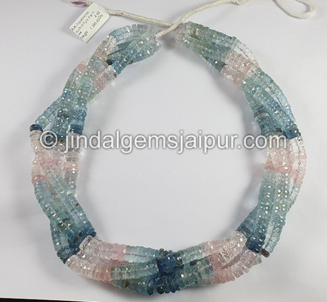 Multi Aquamarine Faceted Tyre Shape Beads