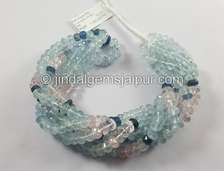 Multi Aquamarine Faceted Roundelle Shape Beads