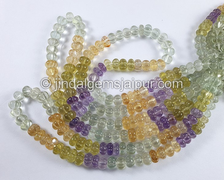 Multi Stone Carved Pumpkin Shape Beads