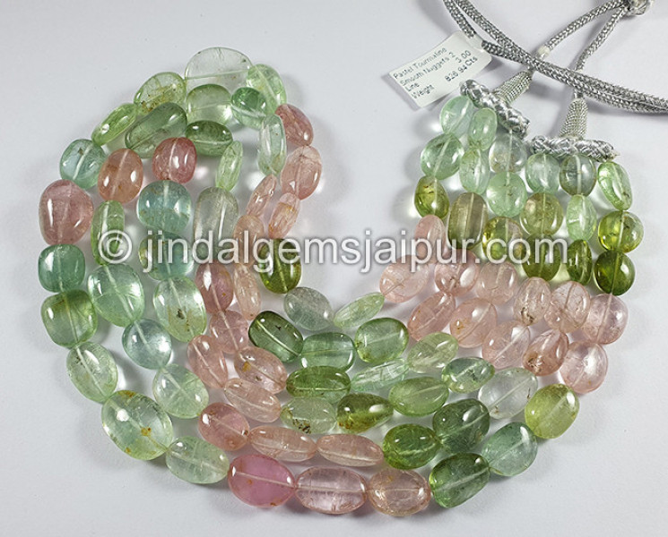 Pastel Tourmaline Smooth Nuggets Shape Beads