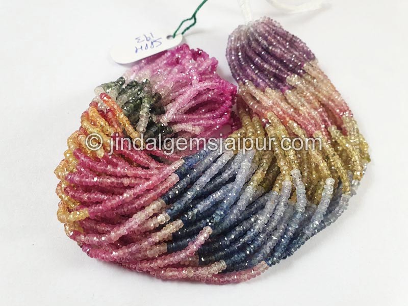Multi Sapphire Faceted Roundelle Beads