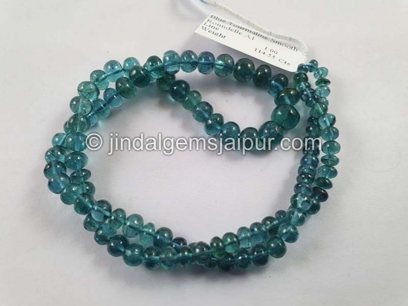 Blue Tourmaline Smooth Roundelle Beads