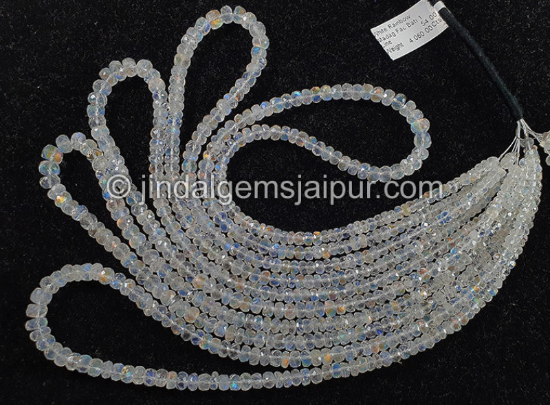White Rainbow Madagascar Faceted Roundelle Shape Beads