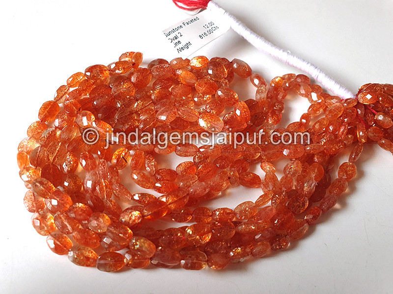 Sunstone Faceted Oval Shape Beads