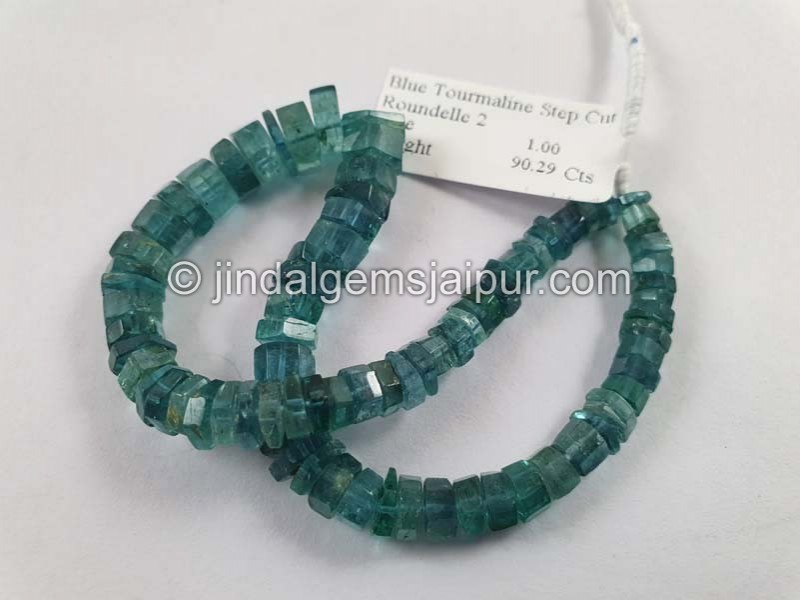 Paraiba Blue Tourmaline Step Cut Roundelle Beads