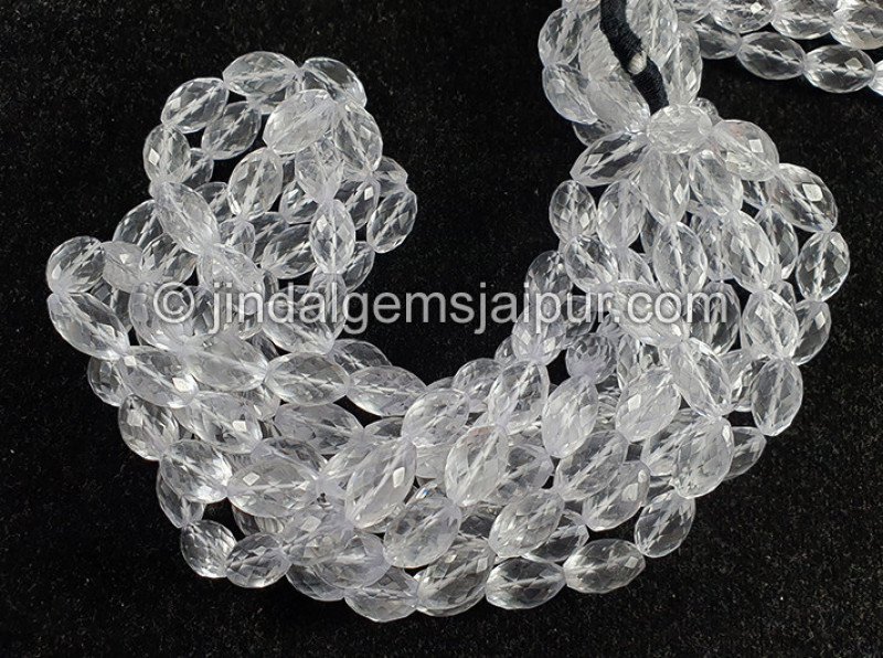 Crystal Quartz Faceted Barrel Shape Big Beads