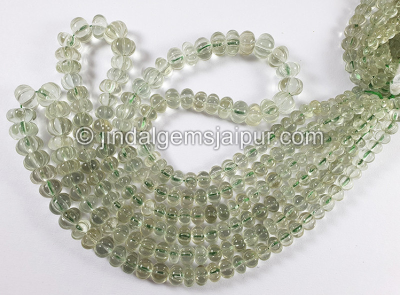 Green Amethyst Carved Pumpkin Shape Beads
