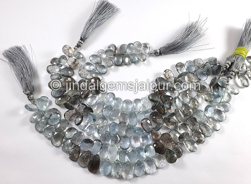 Moss Aquamarine Faceted Pear Shape Beads