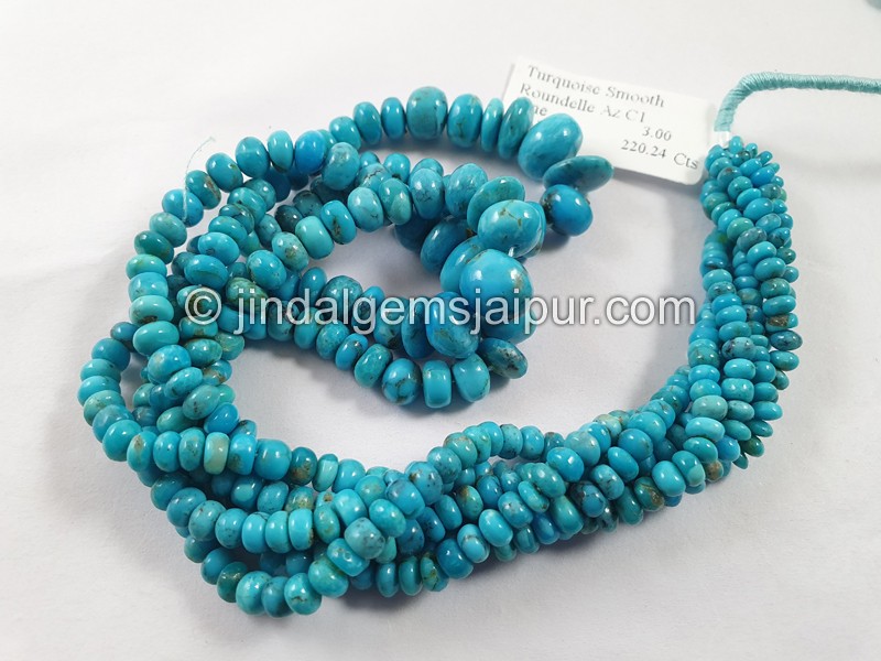 Arizona Deep Blue Turquoise Smooth Roundelle Beads