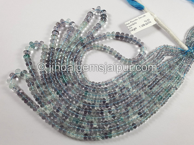 Blue Fluorite Smooth Roundelle Shape Beads