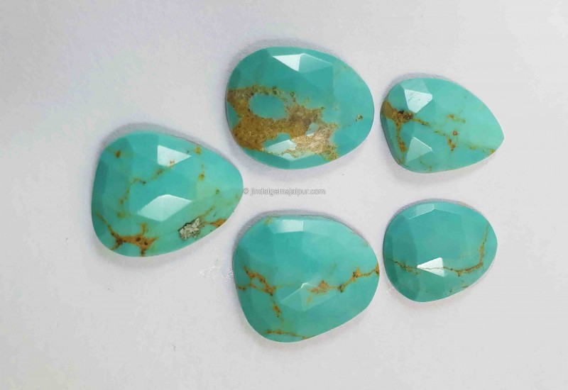 Golden Spiderweb Turquoise Rose Cut Slices