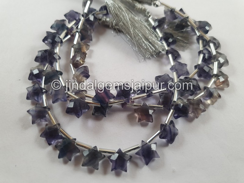 Fluorite Blue Faceted Star Beads