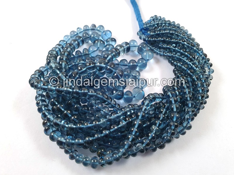 London Blue Topaz Smooth Roundelle Beads