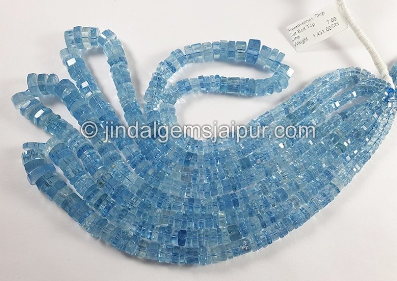 Aquamarine Step Cut Bolt Shape Beads