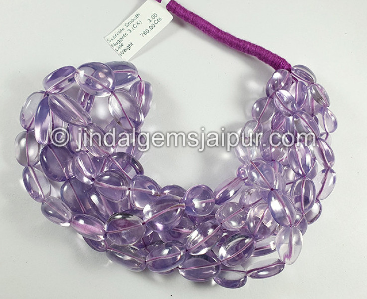 Scorolite Or Lavender Quartz Smooth Nuggets Shape Beads