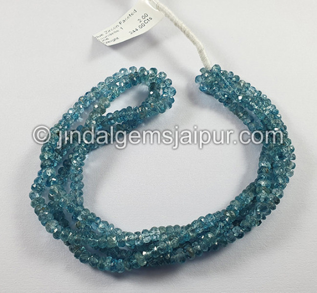 Blue Zircon Faceted Roundelle Shape Beads