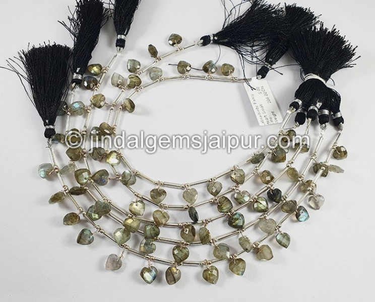 Labradorite Fancy Heart Shape Small Beads