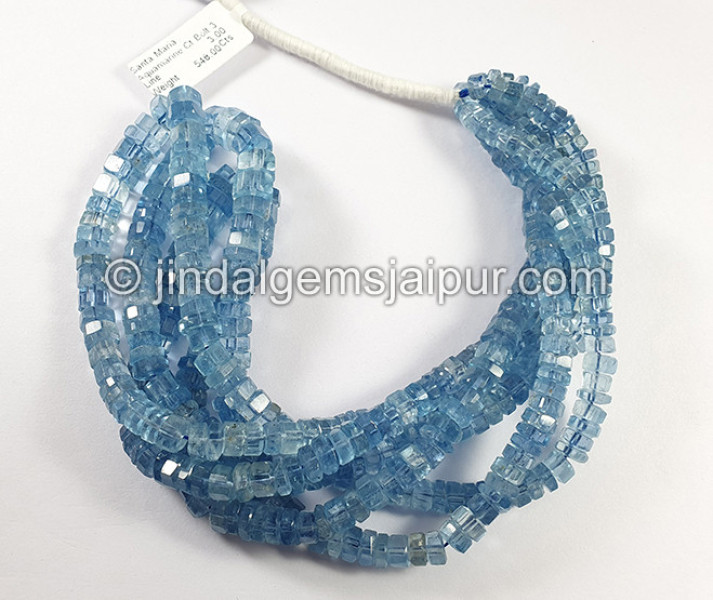 Santa Maria Aquamarine Cut Bolt Shape Beads