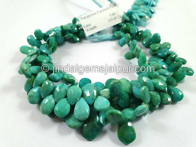 Natural Greenish Blue Turquoise Faceted Pear Shape Beads
