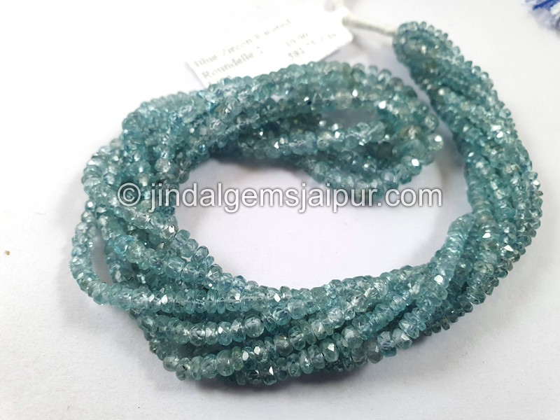 Natural Blue Zircon Shaded Faceted Roundelle Beads