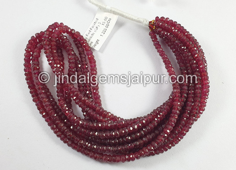 Ruby Red Faceted Roundelle Shape Beads