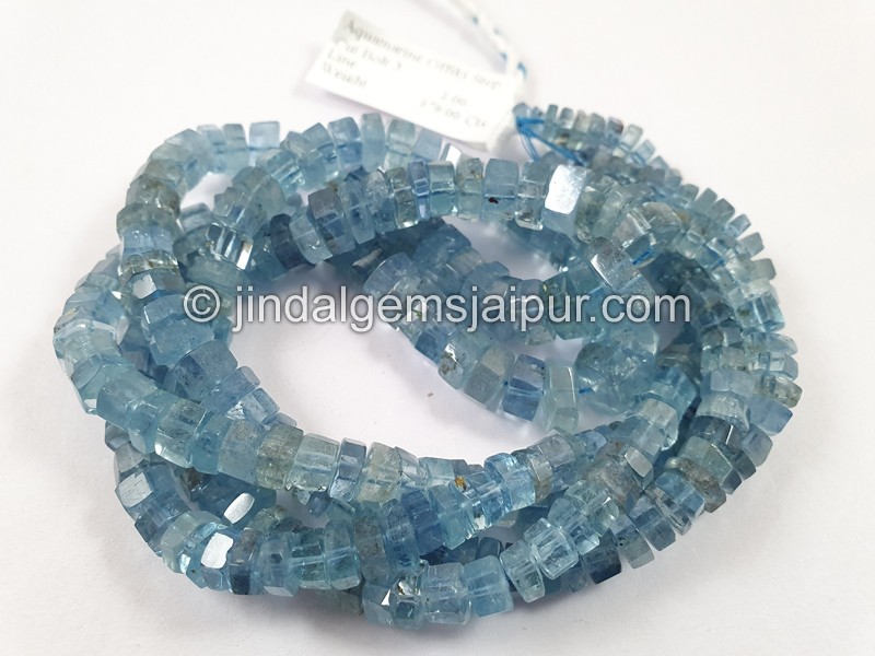 Santa Maria Aquamarine Step Cut Roundelle Beads