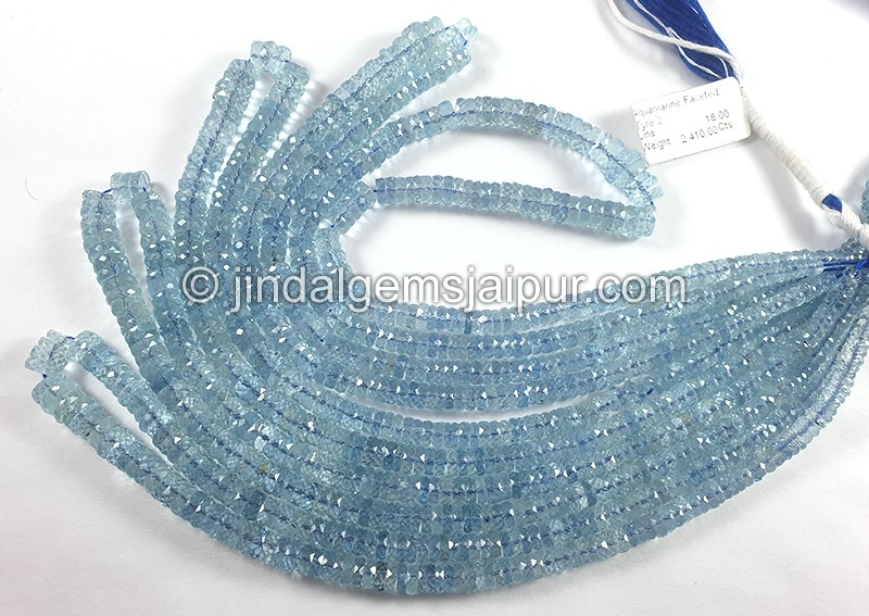 Aquamarine Faceted Tyre Shape Beads
